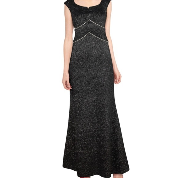 Art Deco Velvet Glitter Gown Black - Picture 2 of 12